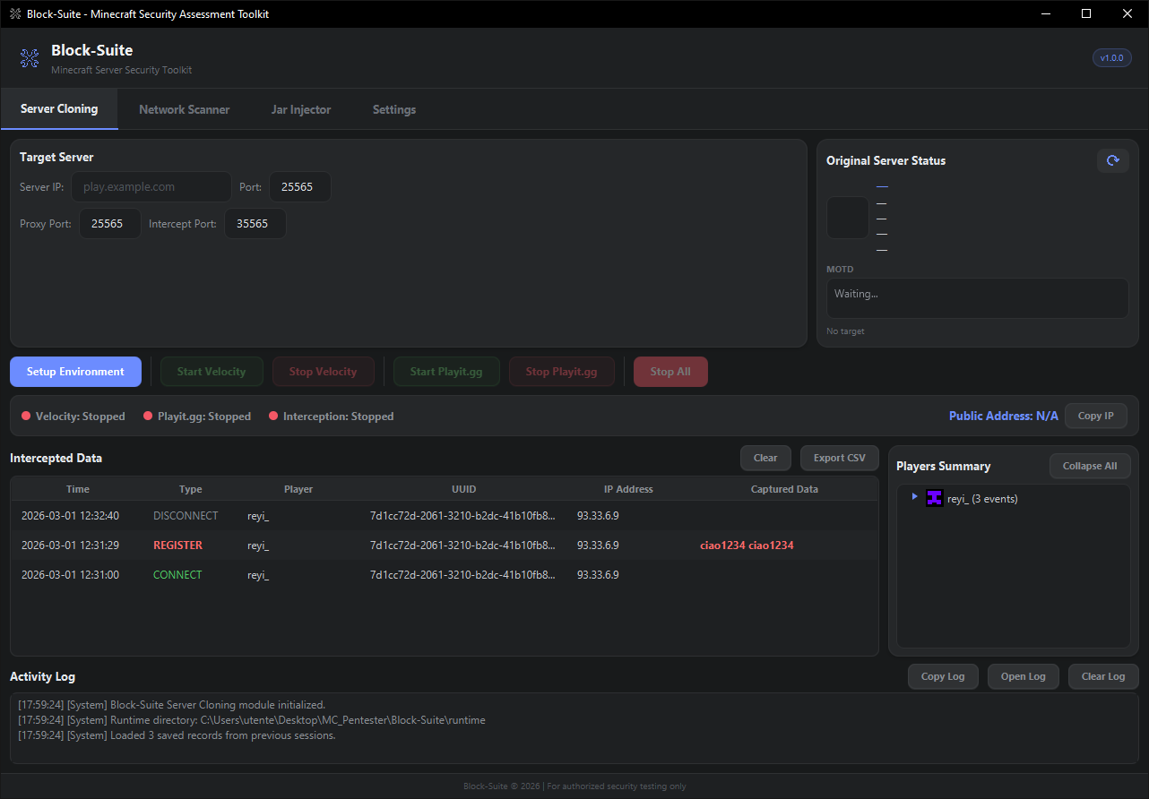 Server Cloning tab overview with annotations