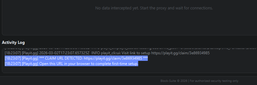 Playit.gg claim page in the browser